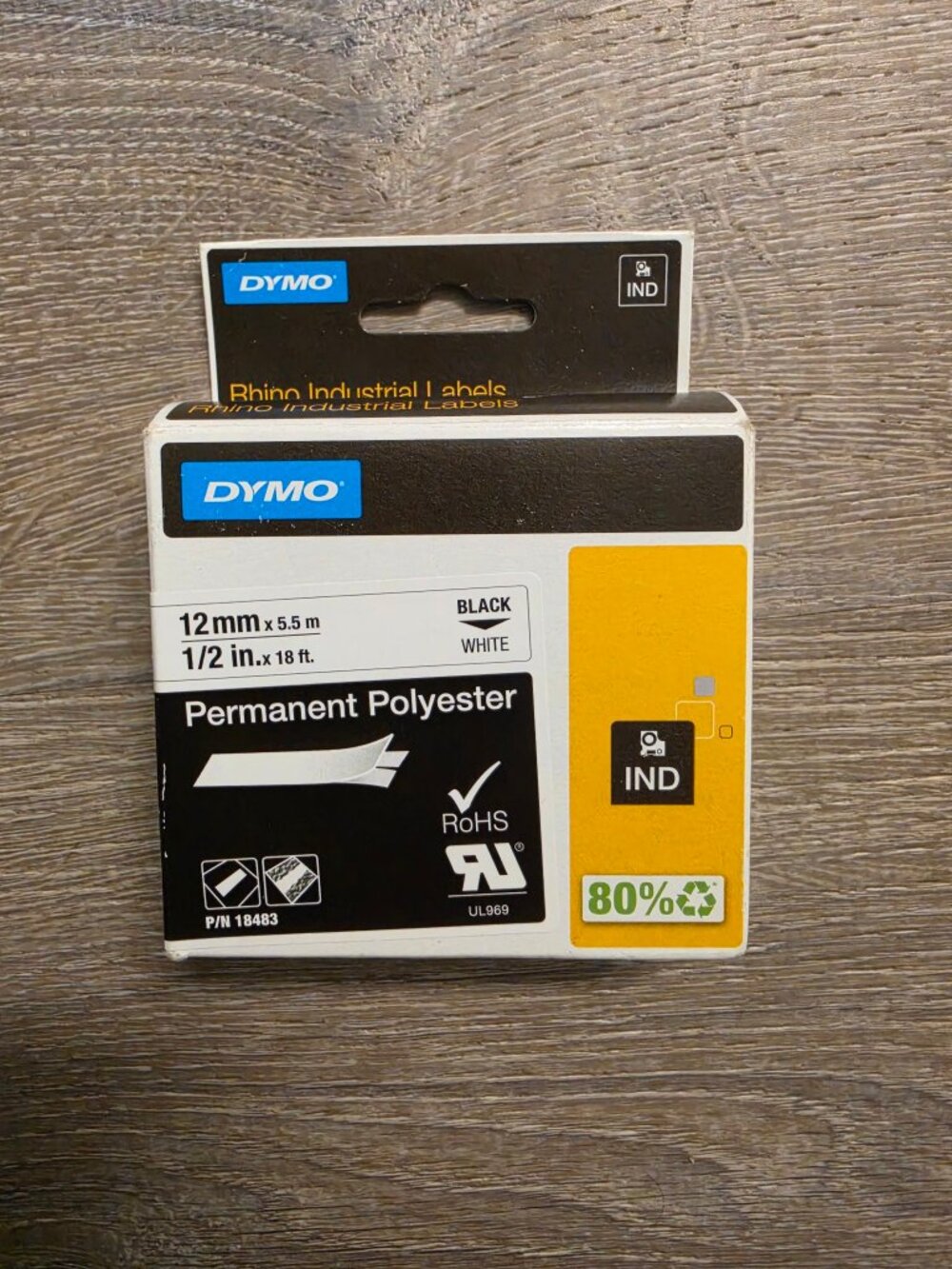 Dymo Rhino 18483 Industrial Labels 12mm NEW in Box